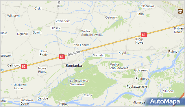 mapa Michalin gmina Somianka, Michalin gmina Somianka na mapie Targeo