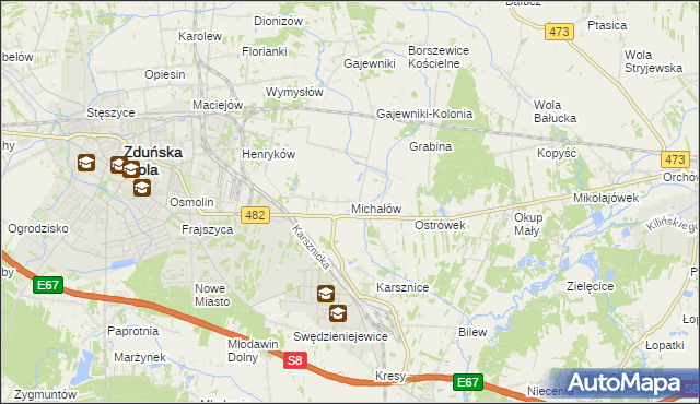 mapa Michałów gmina Zduńska Wola, Michałów gmina Zduńska Wola na mapie Targeo