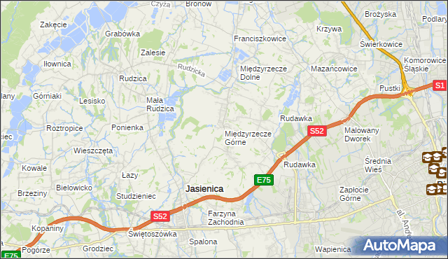 mapa Międzyrzecze Górne, Międzyrzecze Górne na mapie Targeo