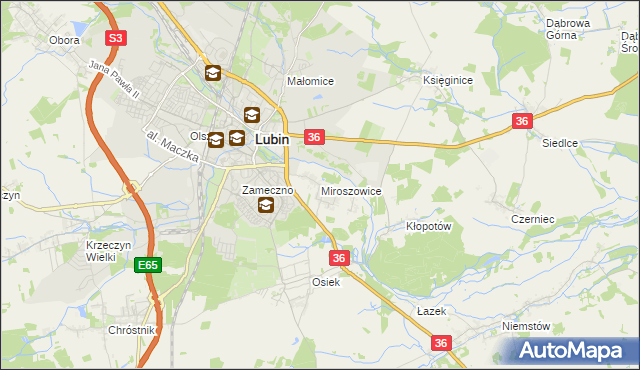 mapa Miroszowice, Miroszowice na mapie Targeo