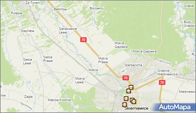 mapa Mokra Prawa, Mokra Prawa na mapie Targeo