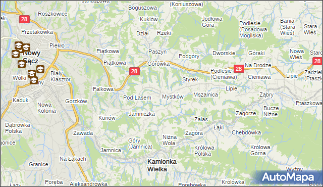 mapa Mystków, Mystków na mapie Targeo