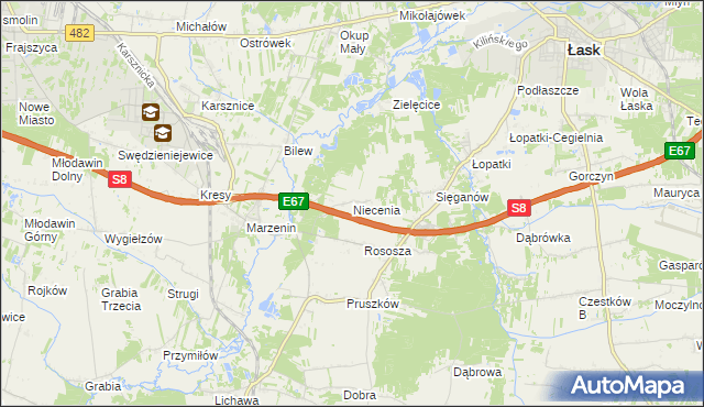 mapa Niecenia, Niecenia na mapie Targeo