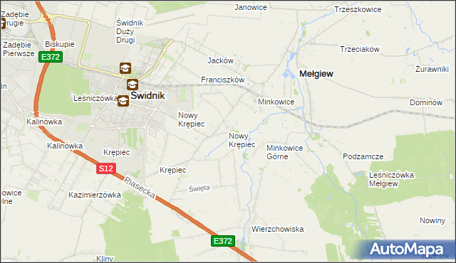 mapa Nowy Krępiec, Nowy Krępiec na mapie Targeo