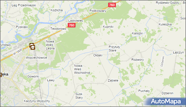 mapa Ołdaki gmina Rzekuń, Ołdaki gmina Rzekuń na mapie Targeo