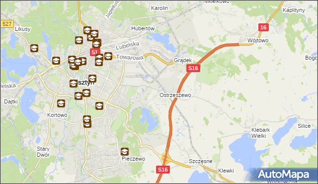 mapa Ostrzeszewo, Ostrzeszewo na mapie Targeo