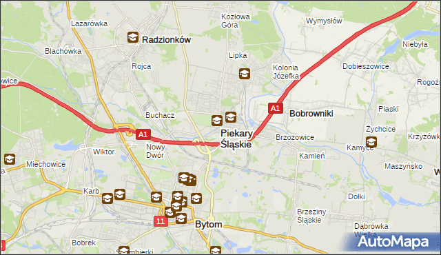 mapa Piekary Śląskie, Piekary Śląskie na mapie Targeo