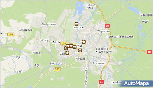 mapa Piły, Piła na mapie Targeo