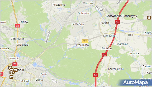 mapa Przegędza, Przegędza na mapie Targeo