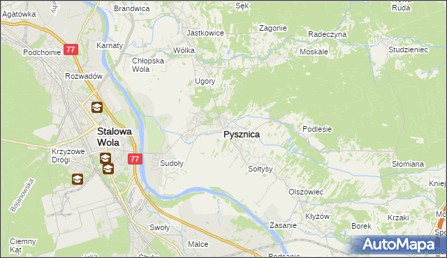 mapa Pysznica, Pysznica na mapie Targeo