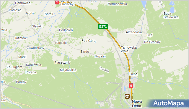 mapa Rozalin gmina Nowa Dęba, Rozalin gmina Nowa Dęba na mapie Targeo