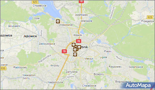 mapa Rybnika, Rybnik na mapie Targeo