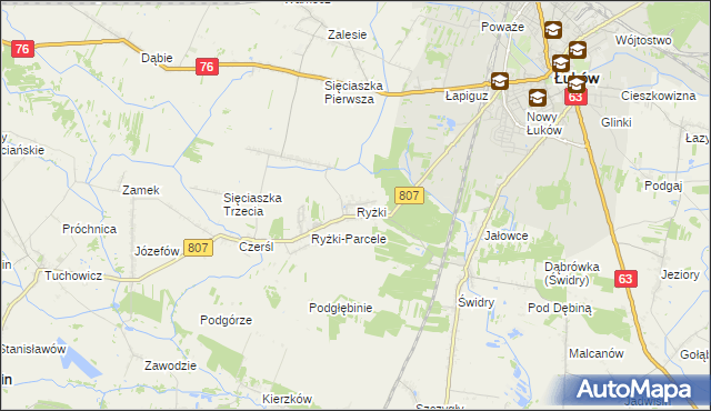 mapa Ryżki, Ryżki na mapie Targeo