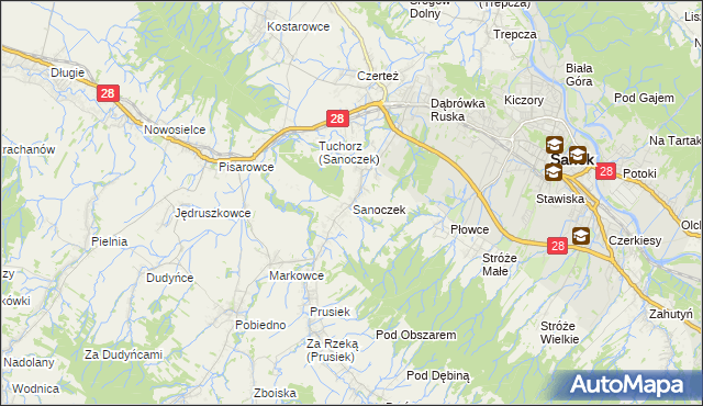 mapa Sanoczek, Sanoczek na mapie Targeo