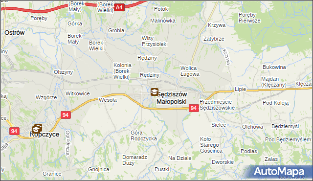 mapa Sędziszów Małopolski, Sędziszów Małopolski na mapie Targeo