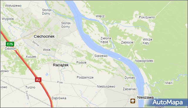 mapa Siarzewo, Siarzewo na mapie Targeo