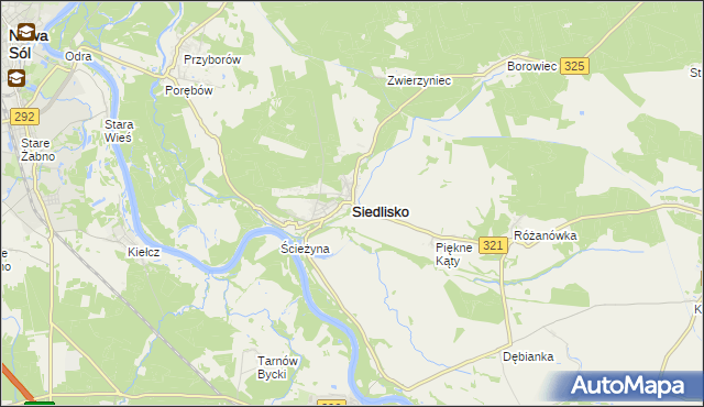 mapa Siedlisko powiat nowosolski, Siedlisko powiat nowosolski na mapie Targeo