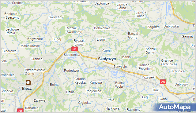 mapa Skołyszyn, Skołyszyn na mapie Targeo