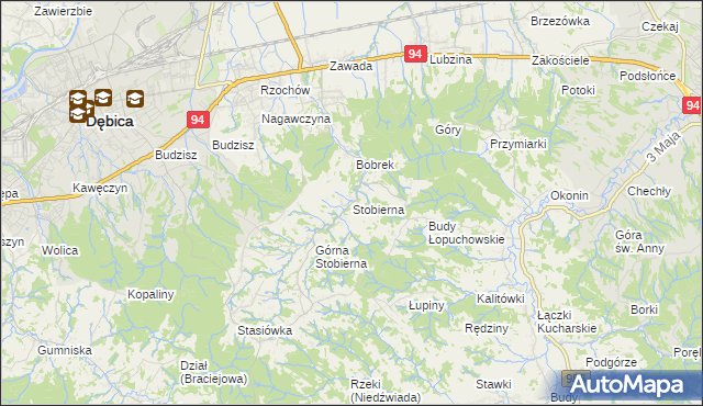 mapa Stobierna gmina Dębica, Stobierna gmina Dębica na mapie Targeo