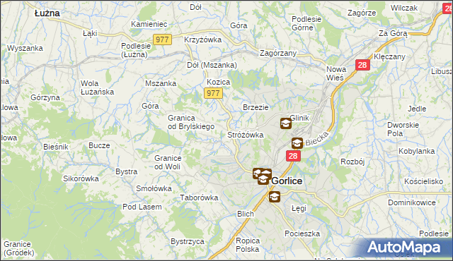 mapa Stróżówka, Stróżówka na mapie Targeo