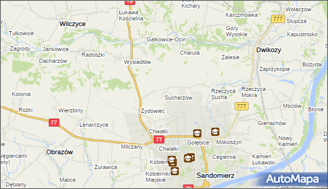 mapa Sucharzów, Sucharzów na mapie Targeo