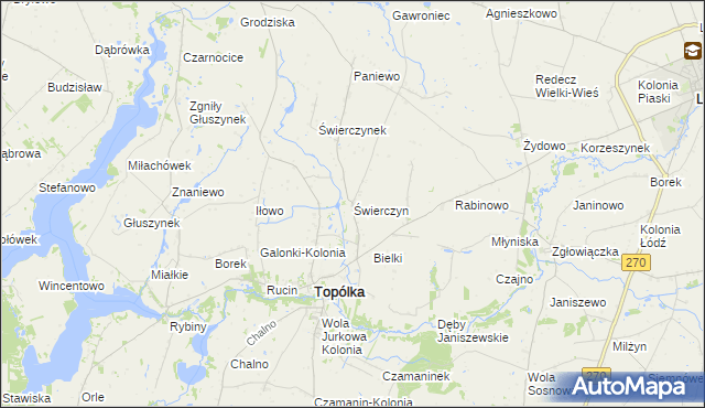 mapa Świerczyn gmina Topólka, Świerczyn gmina Topólka na mapie Targeo