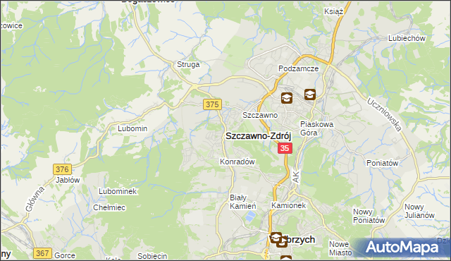 mapa Szczawno-Zdrój, Szczawno-Zdrój na mapie Targeo