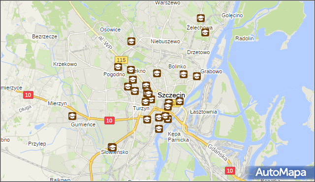 mapa Szczecina, Szczecin na mapie Targeo