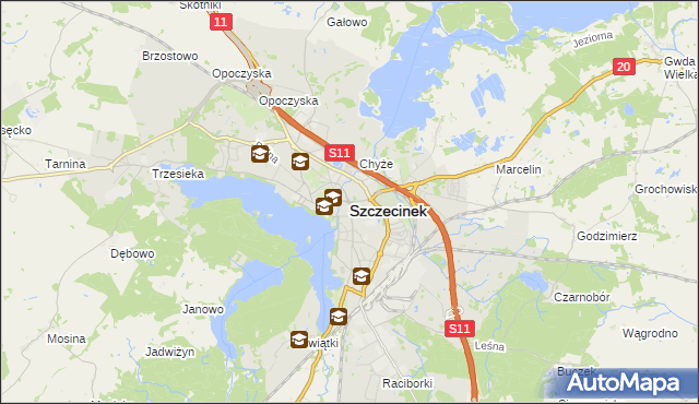 mapa Szczecinek, Szczecinek na mapie Targeo