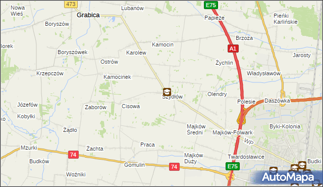 mapa Szydłów gmina Grabica, Szydłów gmina Grabica na mapie Targeo