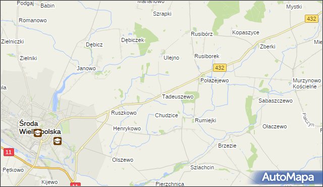 mapa Tadeuszewo, Tadeuszewo na mapie Targeo