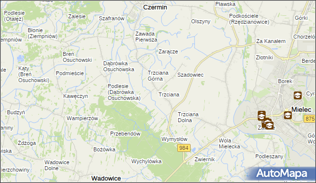 mapa Trzciana gmina Czermin, Trzciana gmina Czermin na mapie Targeo