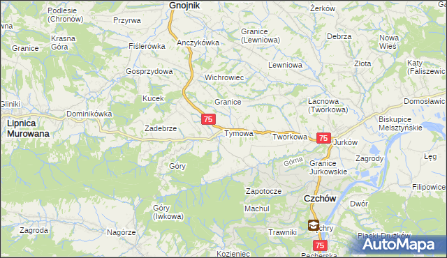 mapa Tymowa gmina Czchów, Tymowa gmina Czchów na mapie Targeo