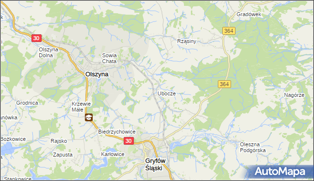 mapa Ubocze gmina Gryfów Śląski, Ubocze gmina Gryfów Śląski na mapie Targeo