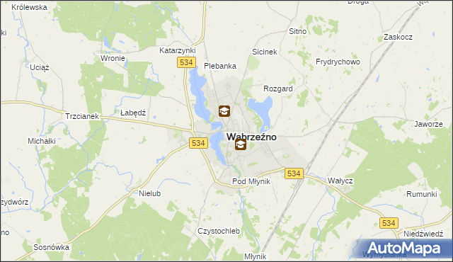 mapa Wąbrzeźno, Wąbrzeźno na mapie Targeo