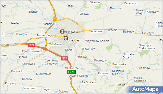 mapa Wąworków, Wąworków na mapie Targeo