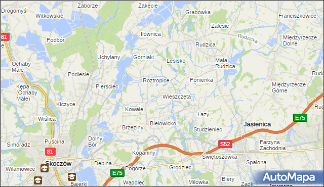 mapa Wieszczęta, Wieszczęta na mapie Targeo