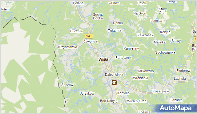 mapa Wisła, Wisła na mapie Targeo