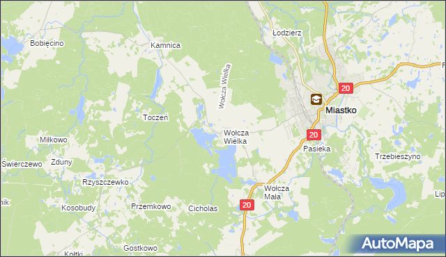 mapa Wołcza Wielka, Wołcza Wielka na mapie Targeo