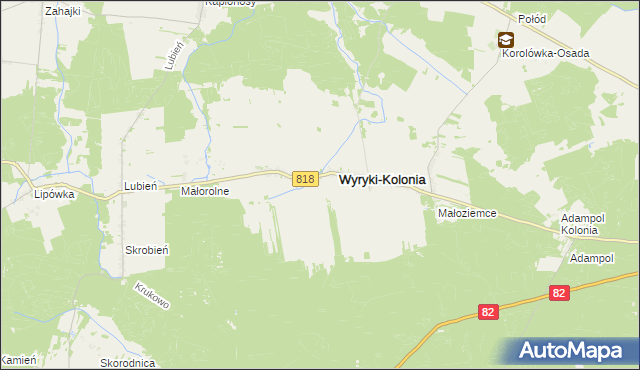 mapa Wyryki-Połód, Wyryki-Połód na mapie Targeo