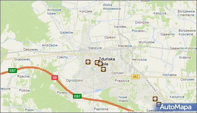 mapa Zduńska Wola, Zduńska Wola na mapie Targeo
