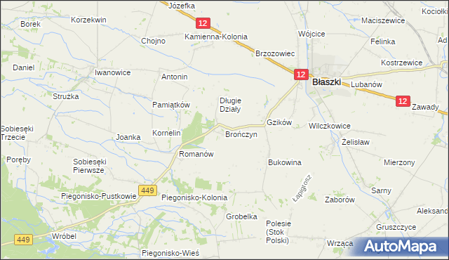 mapa Brończyn, Brończyn na mapie Targeo