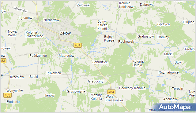 mapa Kolonia Łobudzice, Kolonia Łobudzice na mapie Targeo