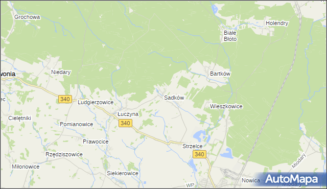 mapa Sadków gmina Dobroszyce, Sadków gmina Dobroszyce na mapie Targeo