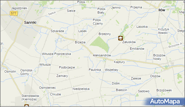 mapa Aleksandrów gmina Iłów, Aleksandrów gmina Iłów na mapie Targeo