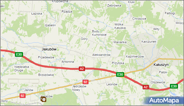 mapa Aleksandrów gmina Jakubów, Aleksandrów gmina Jakubów na mapie Targeo