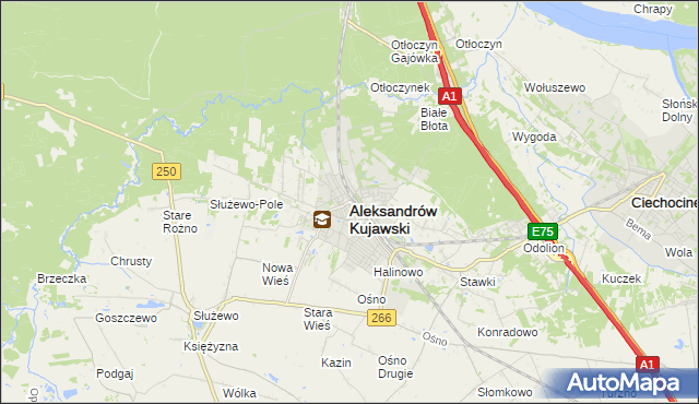 mapa Aleksandrów Kujawski, Aleksandrów Kujawski na mapie Targeo