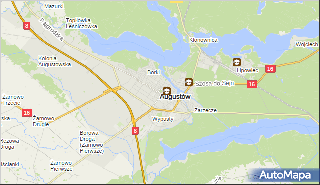 mapa Augustów, Augustów na mapie Targeo