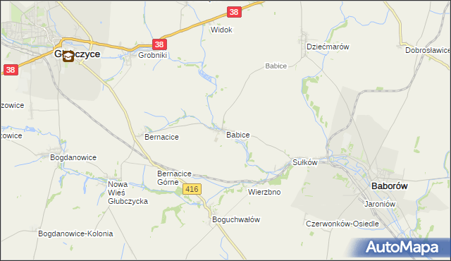 mapa Babice gmina Baborów, Babice gmina Baborów na mapie Targeo