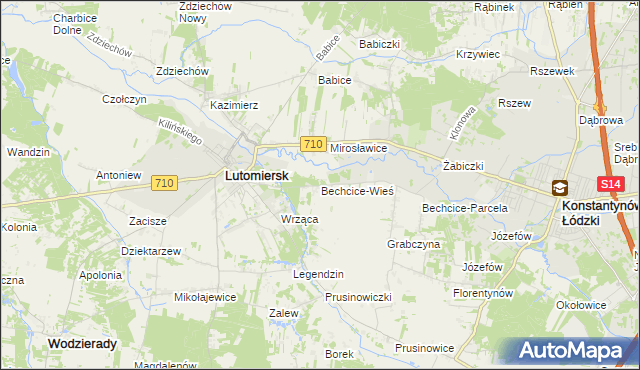 mapa Bechcice-Wieś, Bechcice-Wieś na mapie Targeo